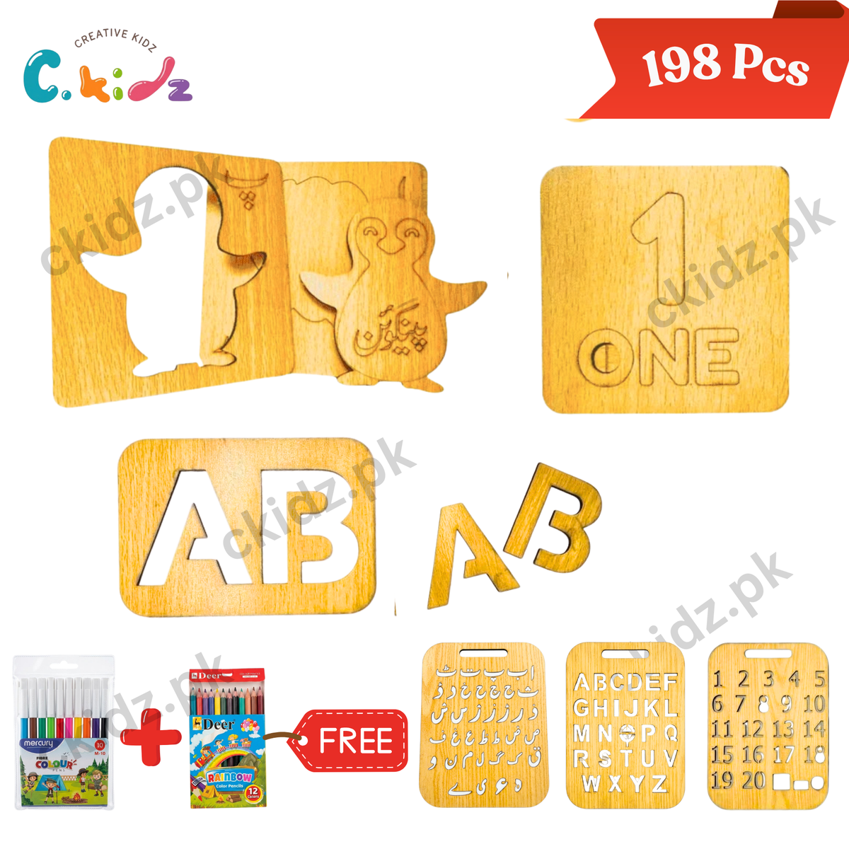 198 Pcs 6-in-1 Educational Toy Set – Screen-Free Learning for Kids