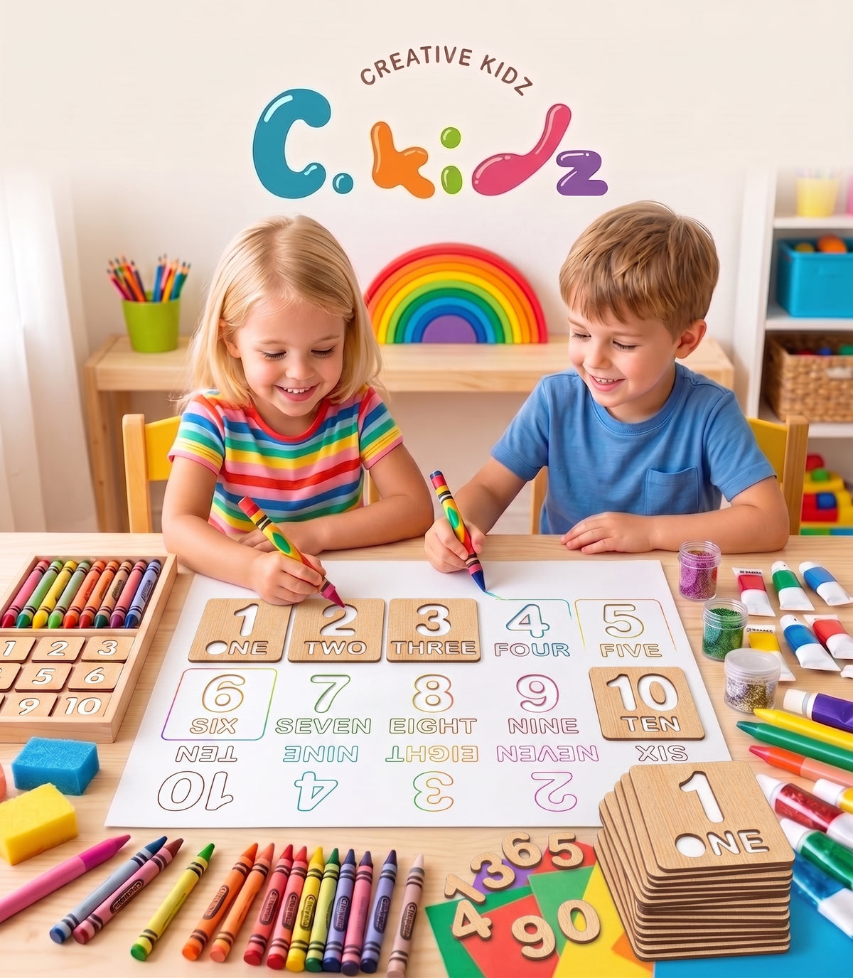 1 to 10 Wooden Maths Learning Set – Educational Toy for Kids