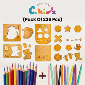 Wooden Stencil & Drawing Set for Kids