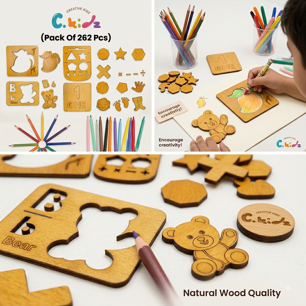wooden drawing and learning set for kids