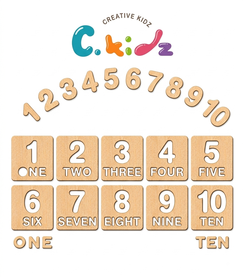 1 to 10 Wooden Maths Learning Set – Educational Toy for Kids