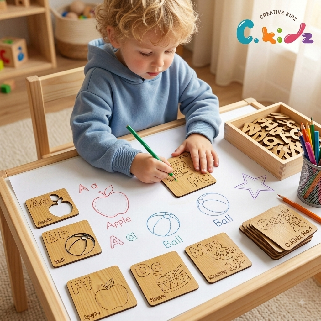 78 Pcs English Alphabet & Shapes Tracing Stencil Set-Fun Educational Puzzel Toy