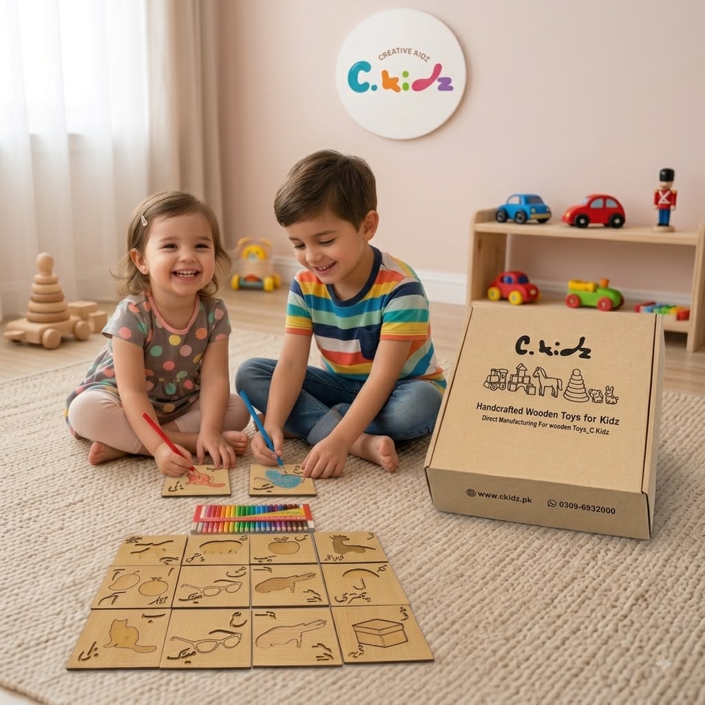 Urdu With Pictures Premium Wooden Toys (Pack Of 72 Pcs)
